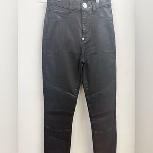 NWOT Philipp Plein Black wax Coated Biker Pants